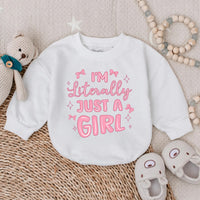 I'm Literally Just A Girl Long Sleeve Romper Fun Baby Girl Outfit Cute Pink Design Sparkles Bows Soft Cotton Newborn Gift Summer Clothes