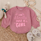 I'm Literally Just A Girl Long Sleeve Romper Fun Baby Girl Outfit Cute Pink Design Sparkles Bows Soft Cotton Newborn Gift Summer Clothes