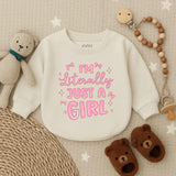 I'm Literally Just A Girl Long Sleeve Romper Fun Baby Girl Outfit Cute Pink Design Sparkles Bows Soft Cotton Newborn Gift Summer Clothes