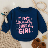 I'm Literally Just A Girl Long Sleeve Romper Fun Baby Girl Outfit Cute Pink Design Sparkles Bows Soft Cotton Newborn Gift Summer Clothes