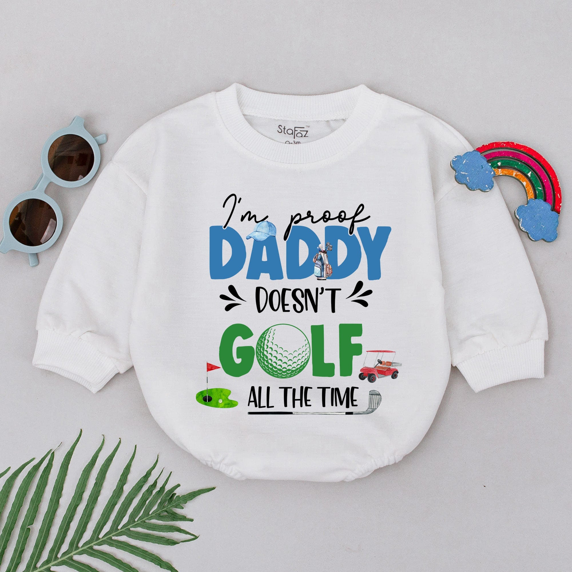 I'm Proof Daddy Doesn't Golf All the Time Baby Boy Romper Soft Cotton Playful Gift for Newborns Daddy's Golfing Buddy Outfit
