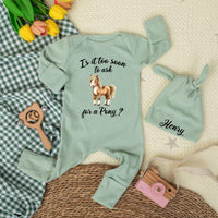 Personalized Baby Romper with 'Is It Too Soon to Ask for a Pony?' Horse Design, Long Sleeve Newborn Outfit, Custom Western Baby Shower Gift
