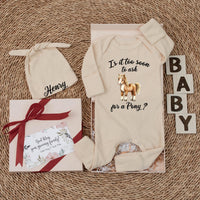 Personalized Baby Romper with 'Is It Too Soon to Ask for a Pony?' Horse Design, Long Sleeve Newborn Outfit, Custom Western Baby Shower Gift