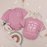 Isn't She Onederful Baby Girl 1st Birthday Bubble Romper with Pink Bow Graphic and Custom Name, Cake Smash Outfit