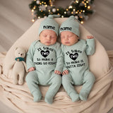 It Takes Two Baby Bodysuit Funny Twins Outfit Soft Cotton Newborn Gift Adorable Twin Coming Home Clothes Sage Green Heart Design