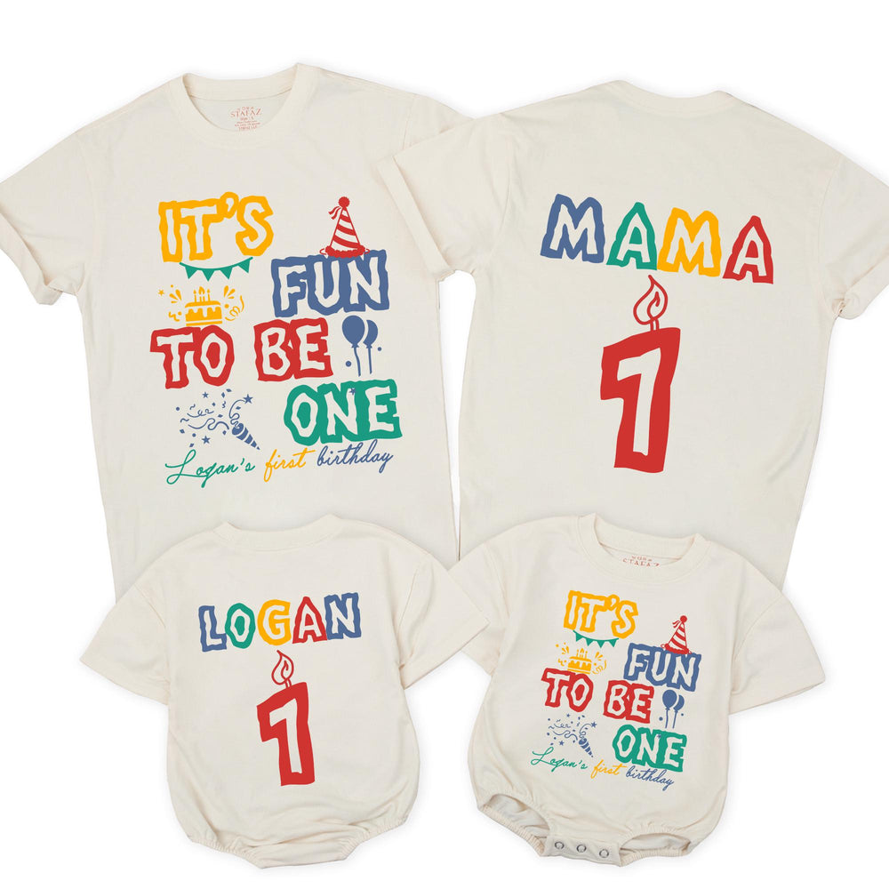 It's Fun to Be One Matching Family Birthday Shirts, Custom Name and Age, First Birthday Party Outfit for Boys, Girls, Mom, Dad, Baby