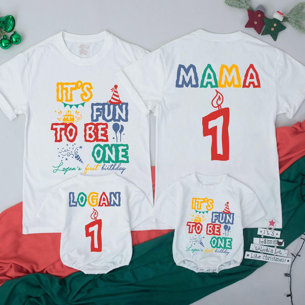 It's Fun to Be One Matching Family Birthday Shirts, Custom Name and Age, First Birthday Party Outfit for Boys, Girls, Mom, Dad, Baby