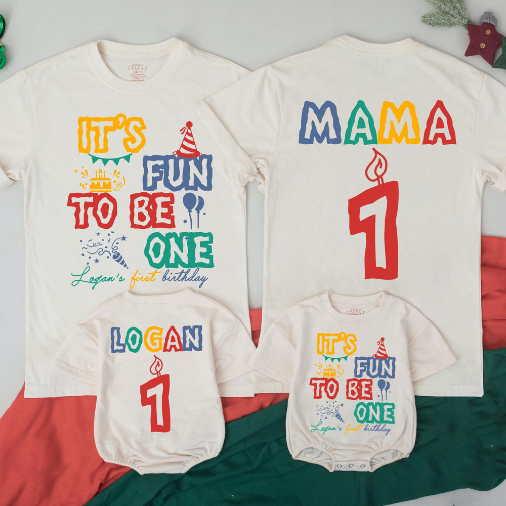 It's Fun to Be One Matching Family Birthday Shirts, Custom Name and Age, First Birthday Party Outfit for Boys, Girls, Mom, Dad, Baby