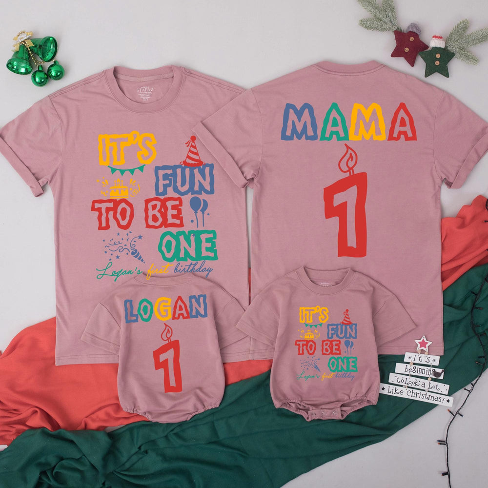 It's Fun to Be One Matching Family Birthday Shirts, Custom Name and Age, First Birthday Party Outfit for Boys, Girls, Mom, Dad, Baby