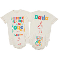 It's Fun to Be One Matching Family Shirts, Colorful First Birthday Outfit for Boys or Girls, Custom Toddler Party Shirts Mom Dad Gift
