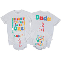 It's Fun to Be One Matching Family Shirts, Colorful First Birthday Outfit for Boys or Girls, Custom Toddler Party Shirts Mom Dad Gift