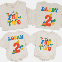 It's Fun to Be Two Matching Family Birthday Shirts, Custom Toddler Tee or Baby Romper, Personalized Second Birthday Outfit Gift