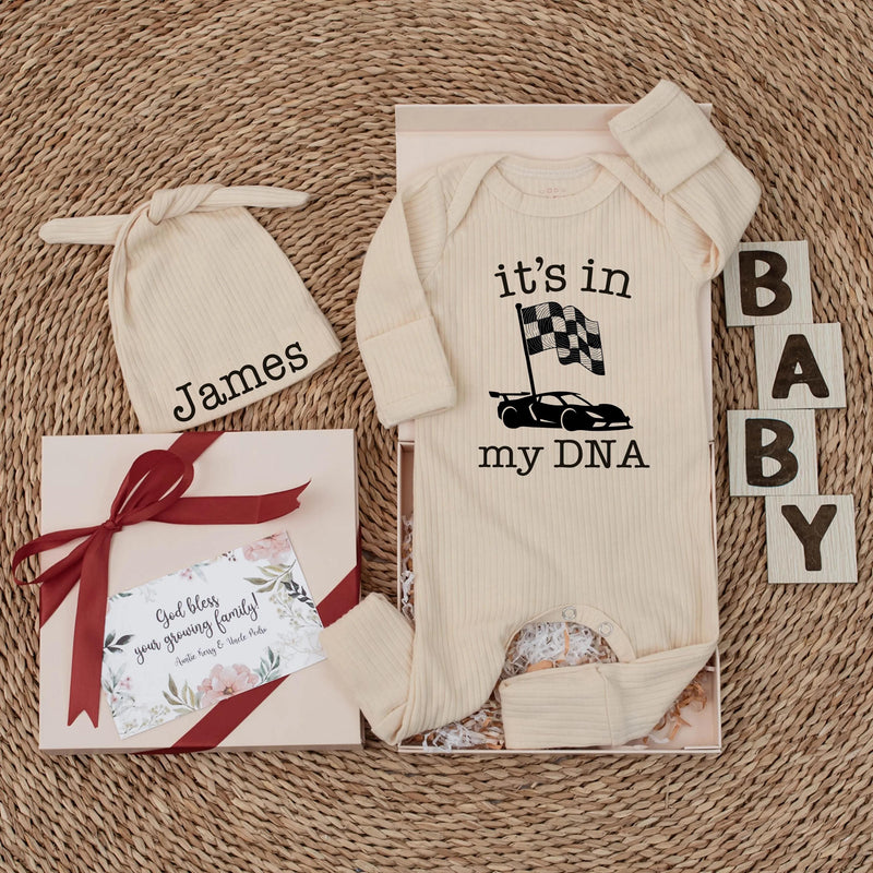 It’s In My DNA Racing Baby Bodysuit Sports Car Infant Romper Motorsport Outfit Newborn Gift Cotton Comfortable Race Car Baby Clothes