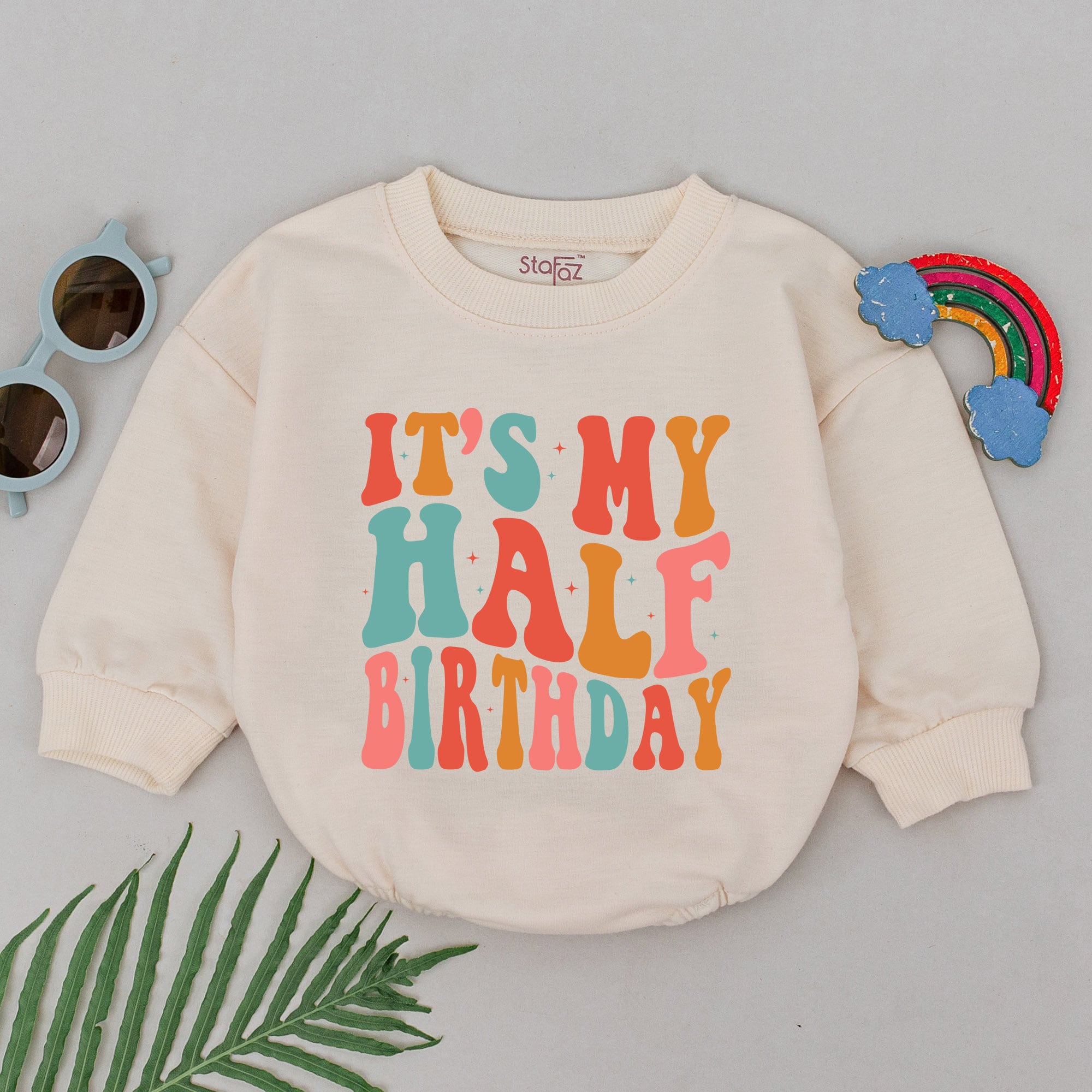 It's My Half Birthday Romper for Baby Girl Vibrant Orange Teal Pink Outfit 6 Months Celebration Gift Soft Cotton Infant Boy Toddler Party Wear