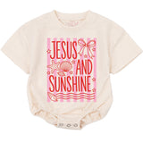 Jesus And Sunshine Baby Girl Bodysuit with Pink Stripes and Seashells Christian Summer Outfit Cute Infant Romper Faith Beach Gift
