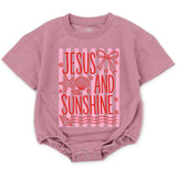 Jesus And Sunshine Baby Girl Bodysuit with Pink Stripes and Seashells Christian Summer Outfit Cute Infant Romper Faith Beach Gift