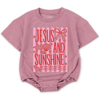 Jesus And Sunshine Baby Girl Bodysuit with Pink Stripes and Seashells Christian Summer Outfit Cute Infant Romper Faith Beach Gift