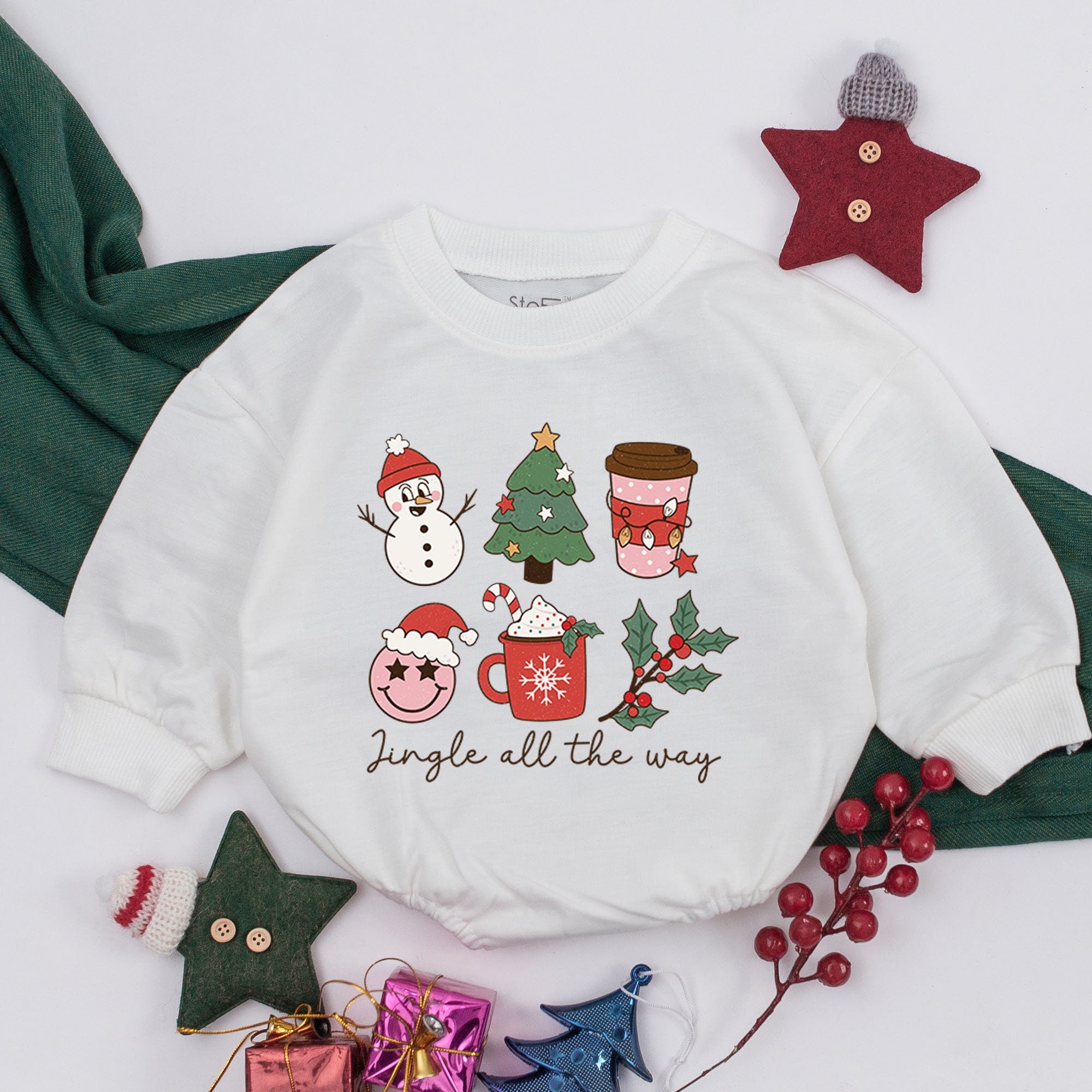 Jingle All The Way Baby Romper Christmas Outfit Festive Snowman Tree Holiday Gift Comfortable Cotton Toddler Bodysuit