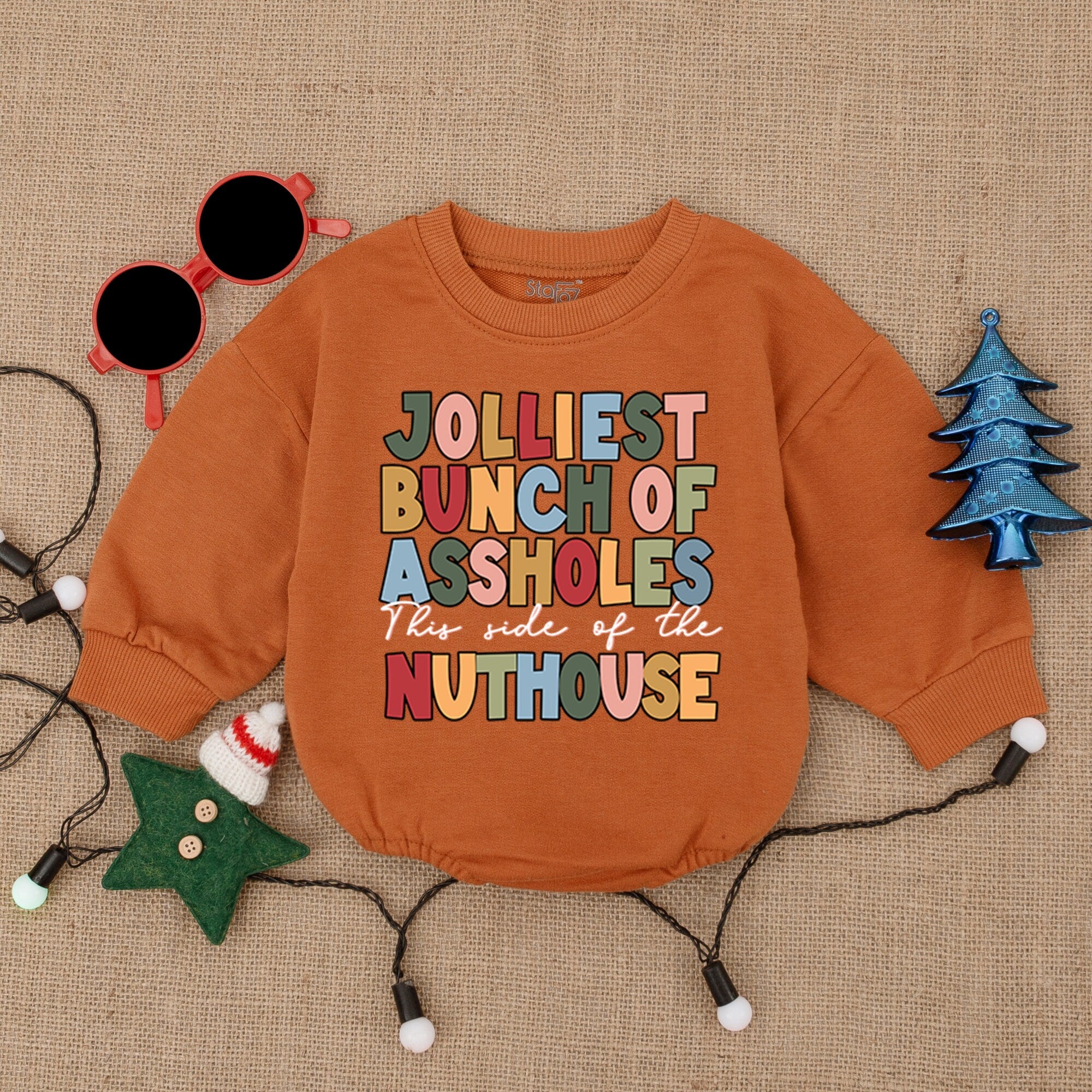 Jolliest Bunch Christmas Bodysuit Festive Baby Romper Colorful Holiday Outfit Gift Cotton Soft Comfortable Baby Shower Present