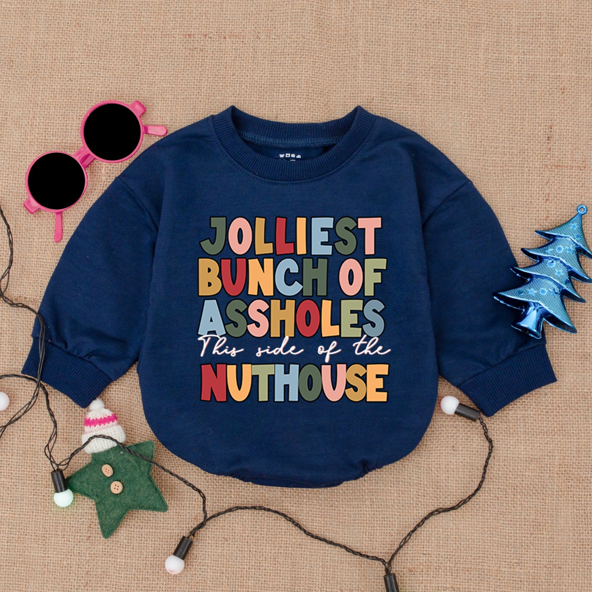 Jolliest Bunch Christmas Bodysuit Festive Baby Romper Colorful Holiday Outfit Gift Cotton Soft Comfortable Baby Shower Present