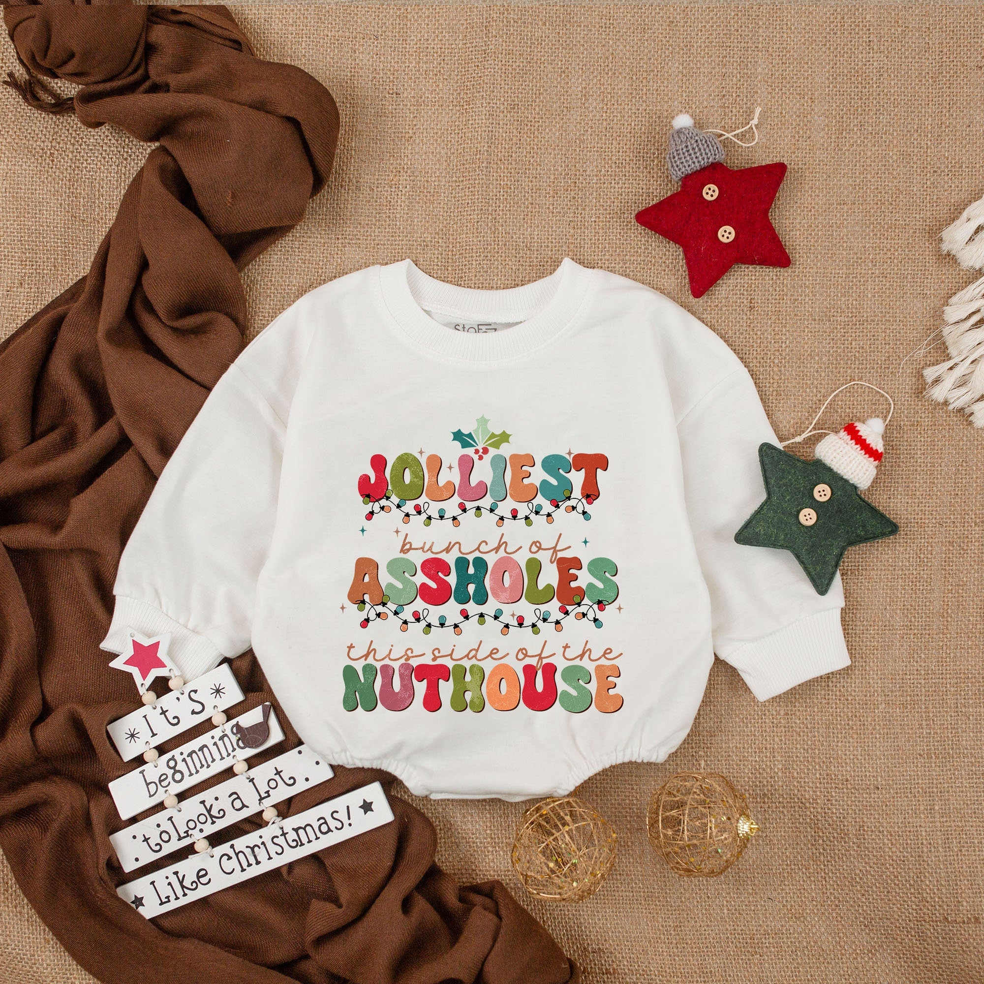 Jolliest Bunch Of Assholes Romper Funny Christmas Baby Outfit Cotton Soft Holiday Clothes Festive Gift Infant Boy Girl Playful Design