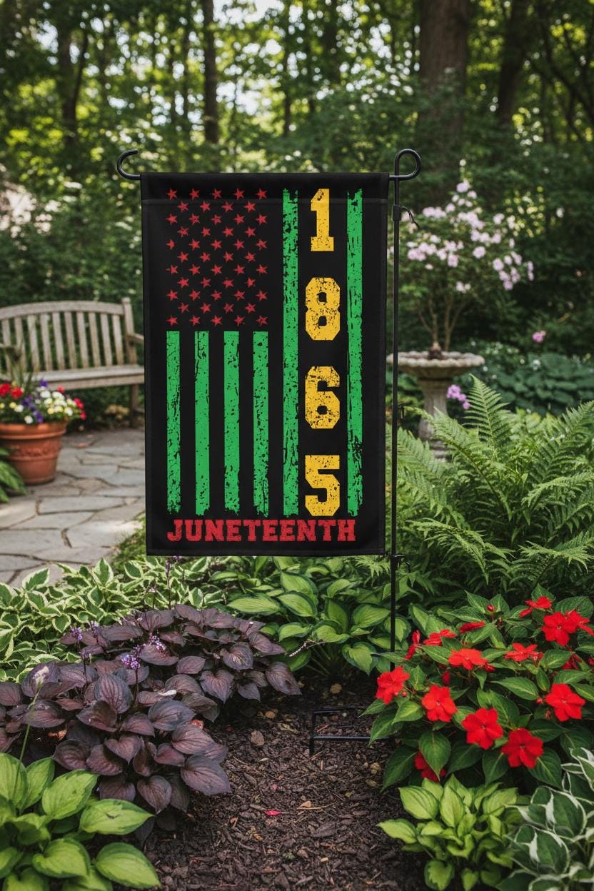 Juneteenth 1865 Garden Flag in Pan-African Colors, Freedom Day Outdoor Decor for Black History Celebration, Vibrant Yard Banner Gift