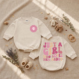 Just a Girl Who Loves Her Daddy Baby Romper, Cute Smile Flower Design, Soft Cotton Long Sleeve Bodysuit for Infant Girls, First Father's Day Outfit