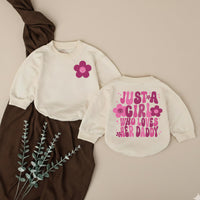 Just A Girl Who Loves Her Daddy Baby Romper, Long Sleeve Cotton Bodysuit, Floral Pink Print Outfit for Girls, Sweet Daddy's Girl Gift