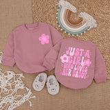 Just A Girl Who Loves Her Daddy Baby Romper, Long Sleeve Cotton Bodysuit, Floral Pink Print Outfit for Girls, Sweet Daddy's Girl Gift