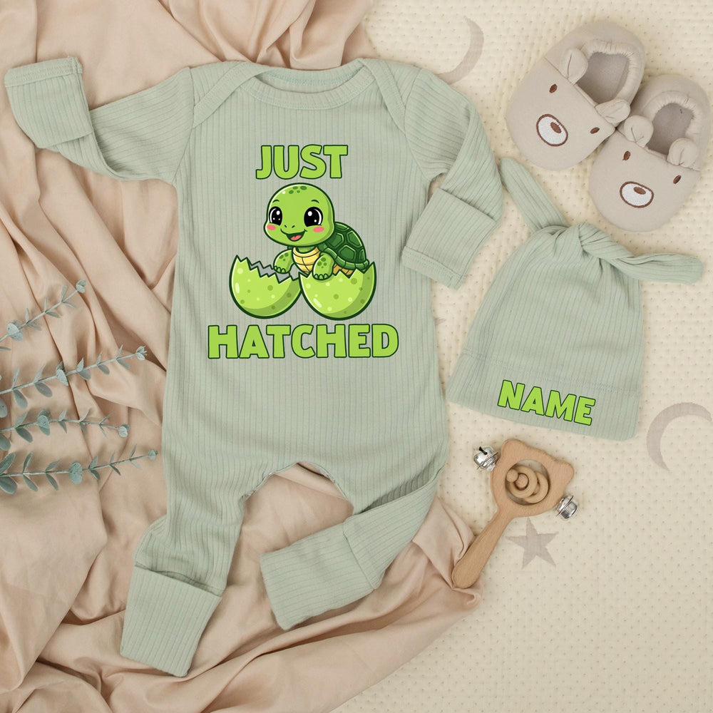 Just Hatched Baby Bodysuit Cute Turtle Newborn Outfit Custom Infant Romper Adorable Coming Home Gift Funny Baby Shower Personalized Clothes