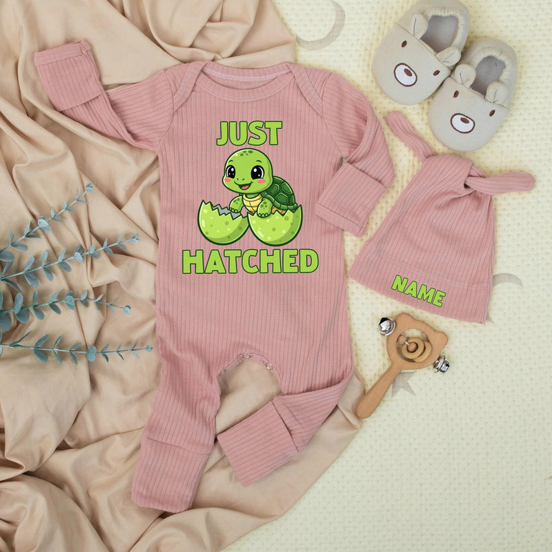 Just Hatched Baby Bodysuit Cute Turtle Newborn Outfit Custom Infant Romper Adorable Coming Home Gift Funny Baby Shower Personalized Clothes