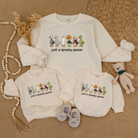 Just a Spooky Goose Halloween Sweatshirt for Matching Family Outfits, Cute Fall Pumpkin Patch Shirts, Cozy Parent-Child Sweaters