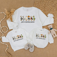 Just a Spooky Goose Halloween Sweatshirt for Matching Family Outfits, Cute Fall Pumpkin Patch Shirts, Cozy Parent-Child Sweaters