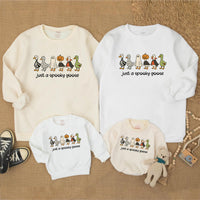 Just a Spooky Goose Halloween Sweatshirt for Matching Family Outfits, Cute Fall Pumpkin Patch Shirts, Cozy Parent-Child Sweaters