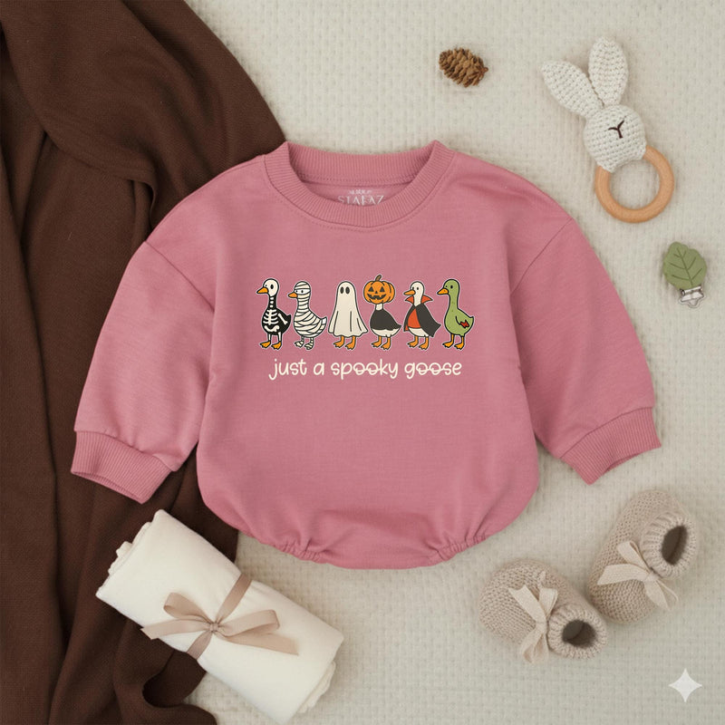 Just a Spooky Goose Halloween Sweatshirt for Matching Family Outfits, Cute Fall Pumpkin Patch Shirts, Cozy Parent-Child Sweaters