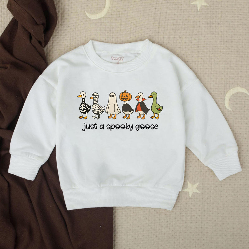 Just a Spooky Goose Halloween Sweatshirt for Matching Family Outfits, Cute Fall Pumpkin Patch Shirts, Cozy Parent-Child Sweaters