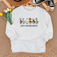 Just a Spooky Goose Halloween Sweatshirt for Matching Family Outfits, Cute Fall Pumpkin Patch Shirts, Cozy Parent-Child Sweaters
