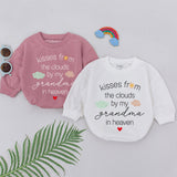 Kisses From the Clouds Baby Romper Personalized Memorial Outfit Soft Cotton Sentimental Gift for Baby Shower Custom Grandma Design