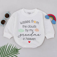 Kisses From the Clouds Baby Romper Personalized Memorial Outfit Soft Cotton Sentimental Gift for Baby Shower Custom Grandma Design