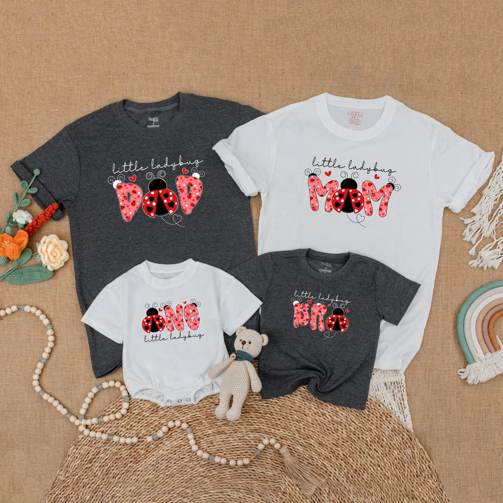 Ladybug Birthday Family Matching Outfits for Girls, 1st Birthday Bubble Romper, Mommy and Me Shirts, Baby Toddler Party Clothes