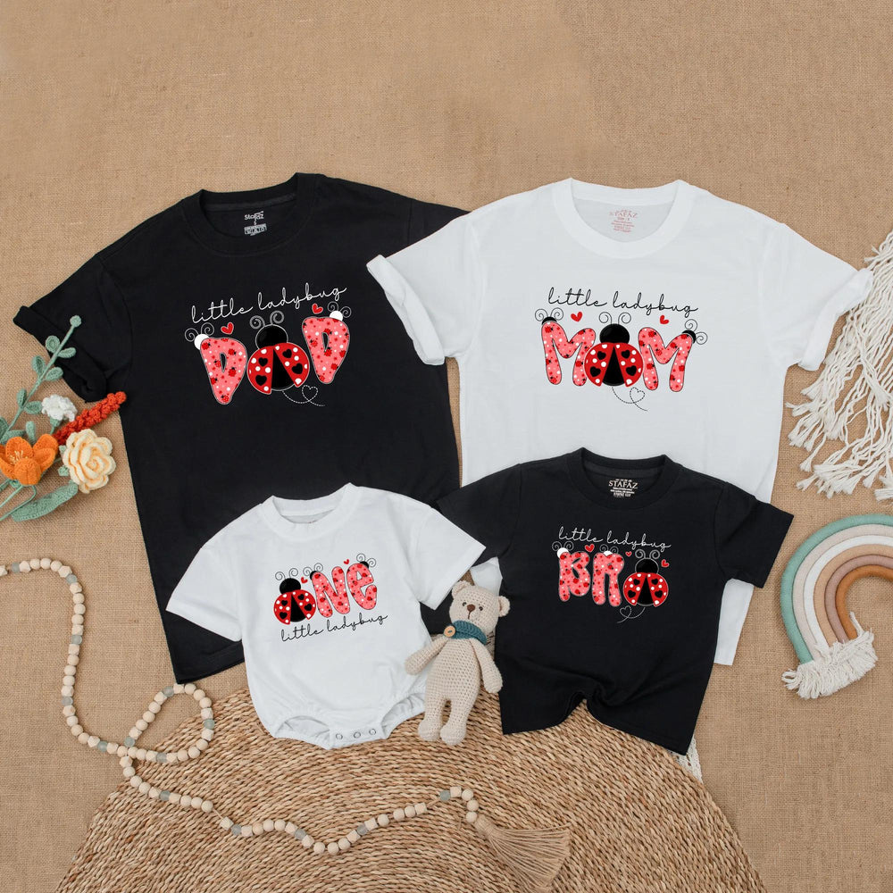 Ladybug Birthday Family Matching Outfits for Girls, 1st Birthday Bubble Romper, Mommy and Me Shirts, Baby Toddler Party Clothes