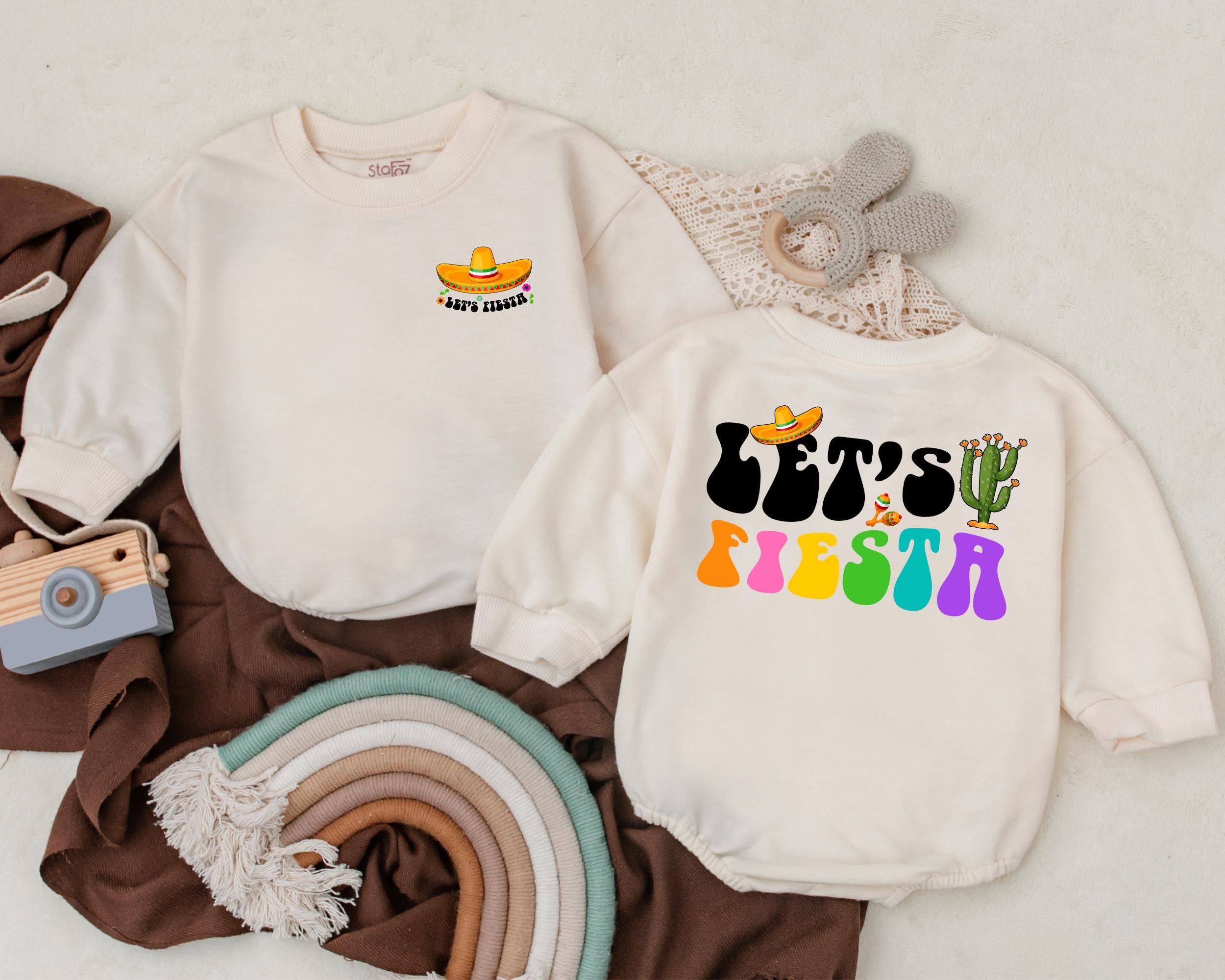 Let's Fiesta Baby Amigo Romper with Cactus Design Cinco De Mayo Outfit Birthday Party Clothes Colorful Mexican Sombrero Cotton Soft Gift