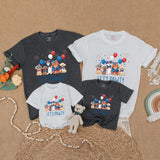 Let's Pawty Matching Family Shirts with Dogs, Patriotic Red White Blue Design, Soft Cotton Short Sleeves for 4th of July Celebrations