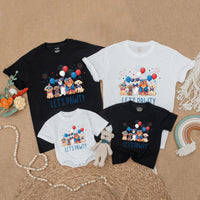 Let's Pawty Matching Family Shirts with Dogs, Patriotic Red White Blue Design, Soft Cotton Short Sleeves for 4th of July Celebrations