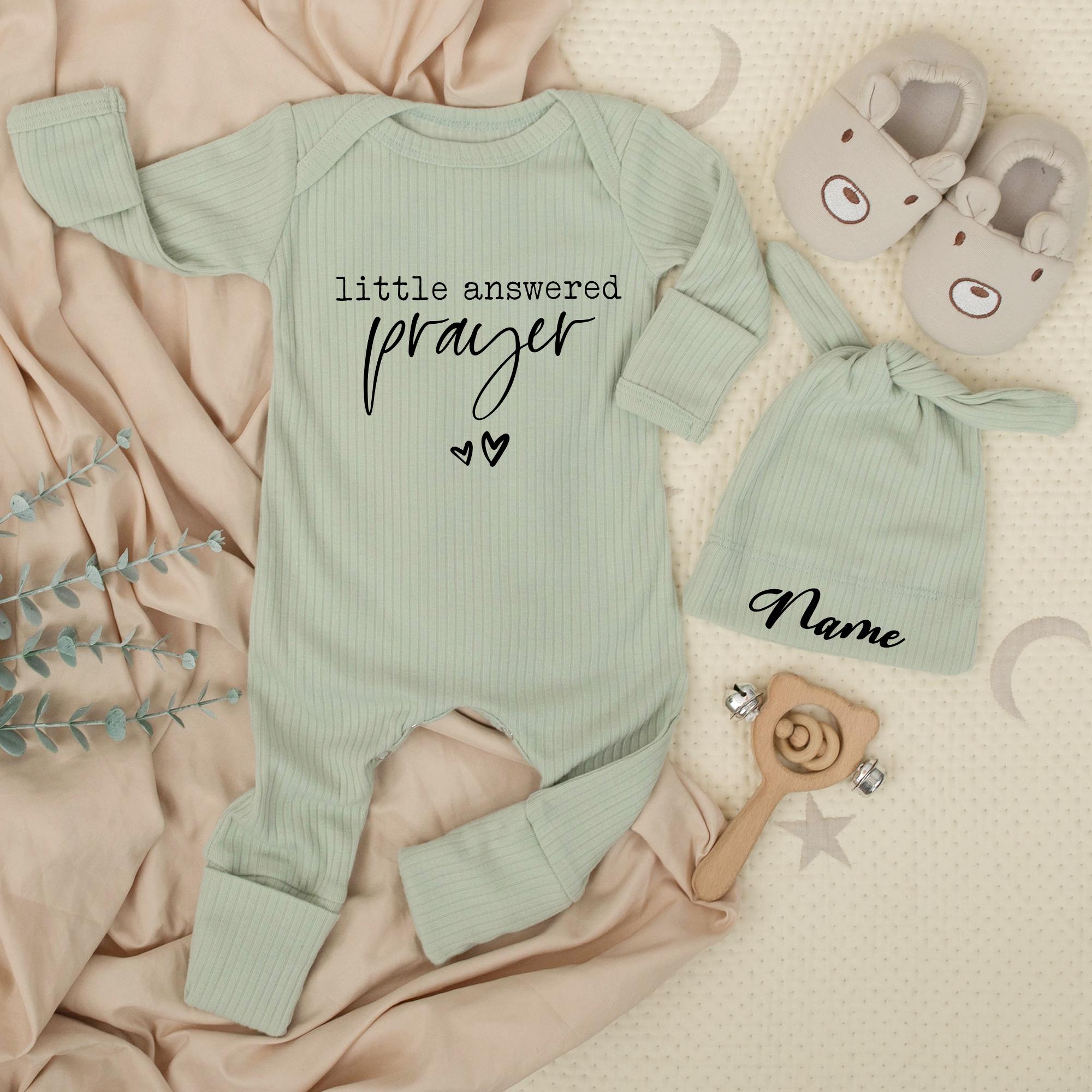 Little Answered Prayer Baby Bodysuit Christian Gift for Newborns Gender Neutral Religious Rainbow Baby Shower Present Soft Cotton Outfit