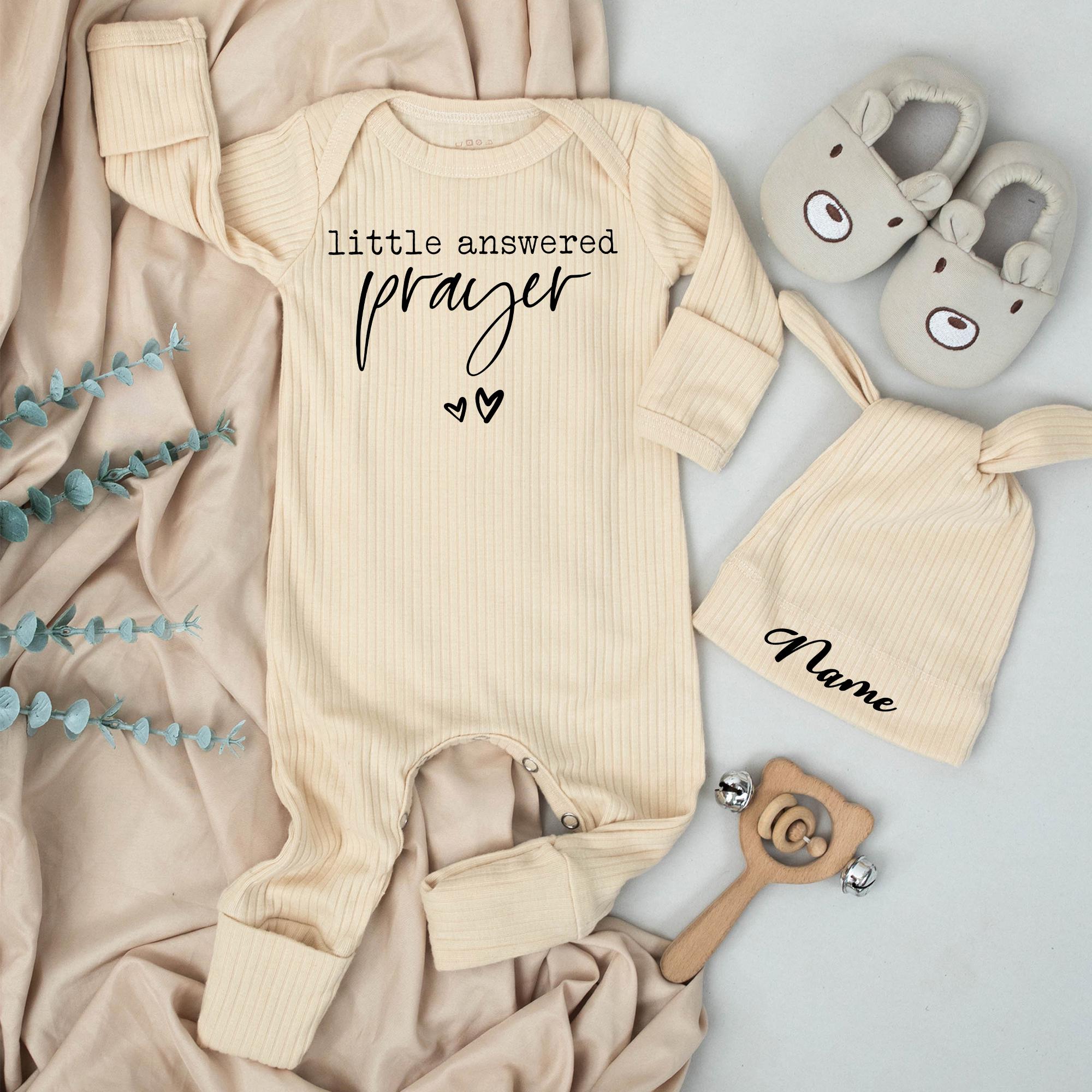 Little Answered Prayer Baby Bodysuit Christian Gift for Newborns Gender Neutral Religious Rainbow Baby Shower Present Soft Cotton Outfit