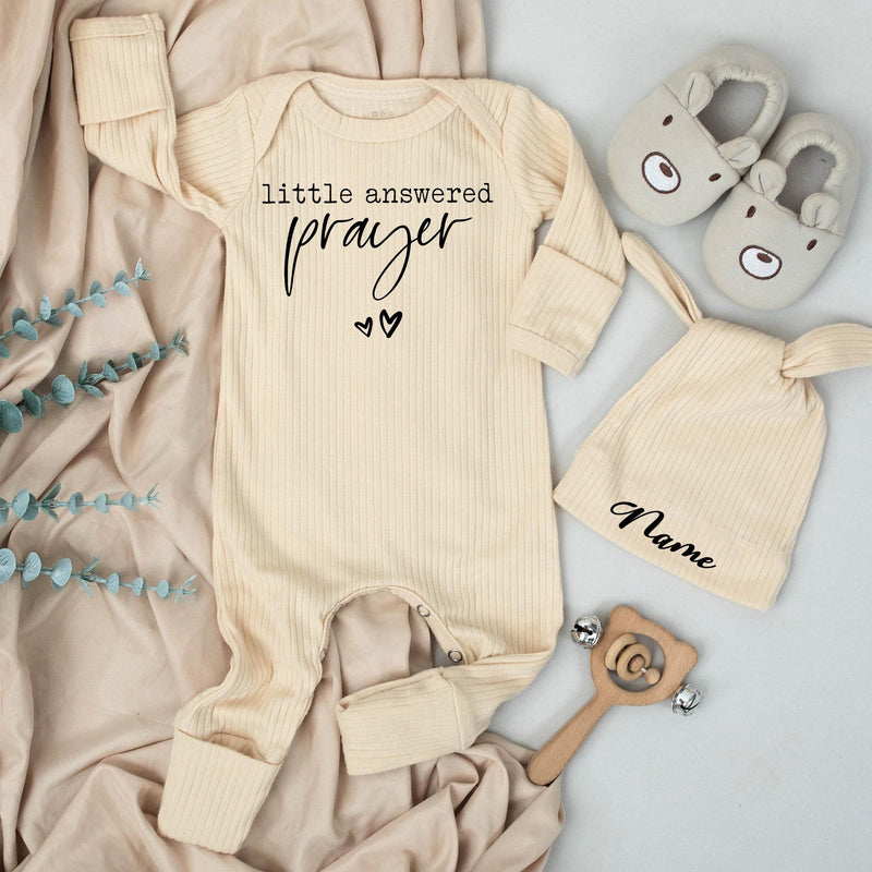Little Answered Prayer Baby Bodysuit Christian Gift for Newborns Gender Neutral Religious Rainbow Baby Shower Present Soft Cotton Outfit