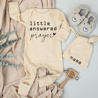 Little Answered Prayer Baby Bodysuit Custom Outfit for Baby Girl or Boy Sweet Religious Gift Soft Cotton Newborn Clothes Minimalist Design
