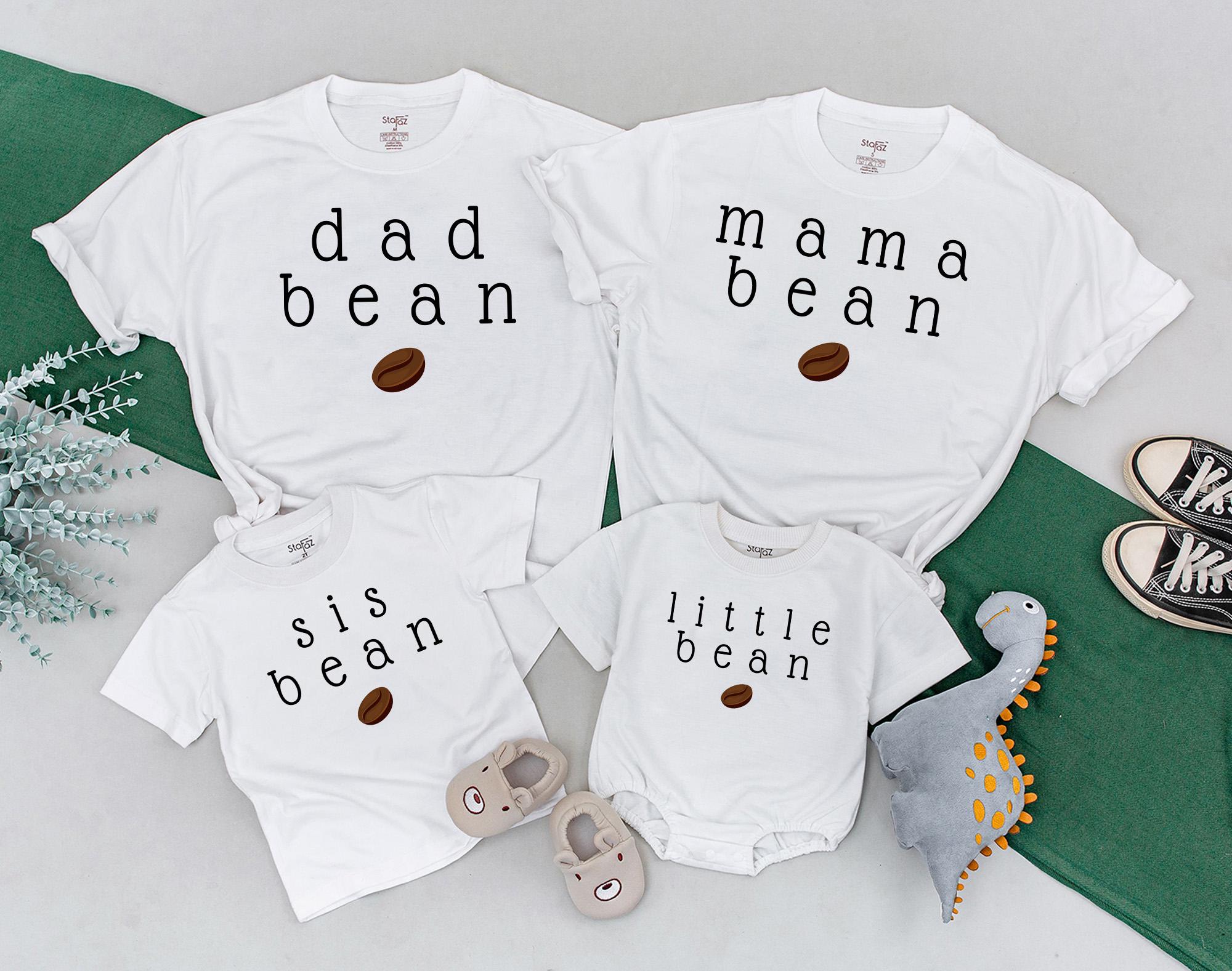 Little Bean Baby Bodysuit Matching Family Shirts Coffee Lover Gift Soft Cotton Romper Dad Mama Sis Coordinated Outfits Personalize Design