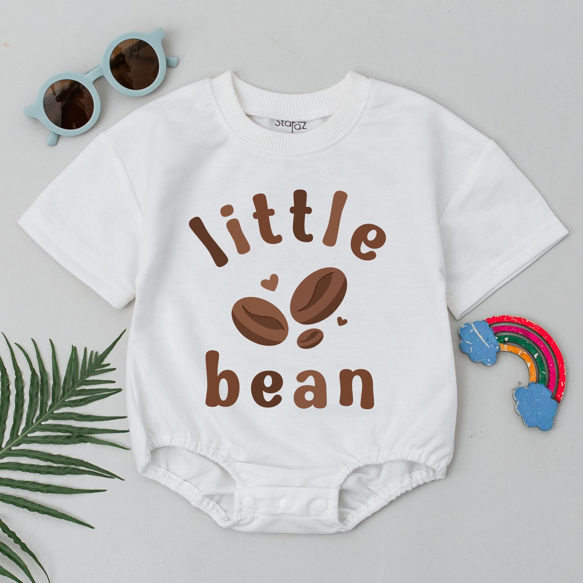 Little Bean Baby Romper Cozy Coffee Design Bodysuit Minimalist Newborn Outfit Warm Brown Baby Shower Gift Soft Cotton Infant Clothes